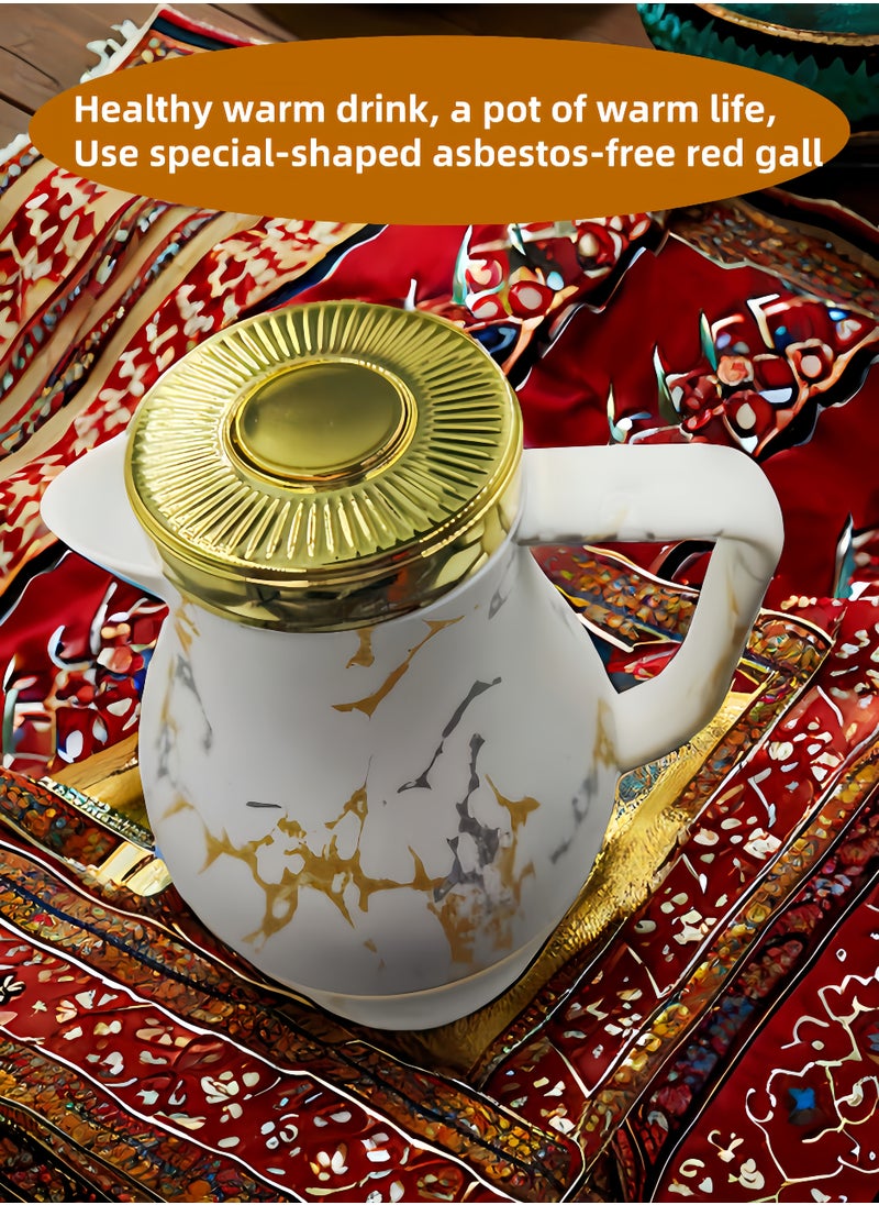 nihao - Large Capacity Thermos Flask, Thermos lask Glass Liner Thermos Flask, 1000ML, Marble Color - Image 1