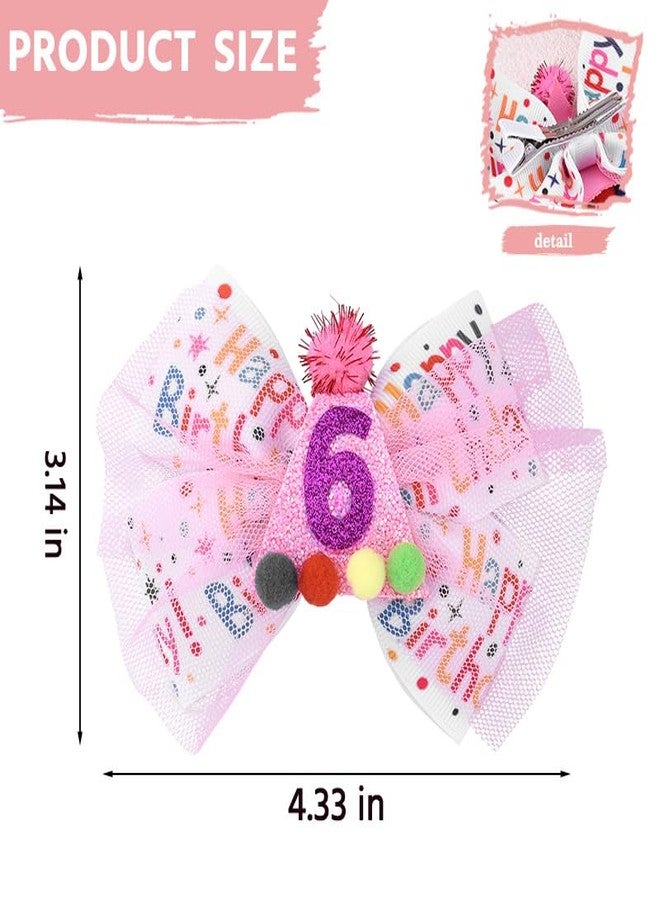 Sisadodo 6th Birthday Hair Bow for Girls Happy Birthday Gifts for 6 Year Old Girl Bday Decorations for Sister Daughter Granddaughter Friends Sparkling Pink Bow Hair Clips Accessories for Todder Girl - Image 2
