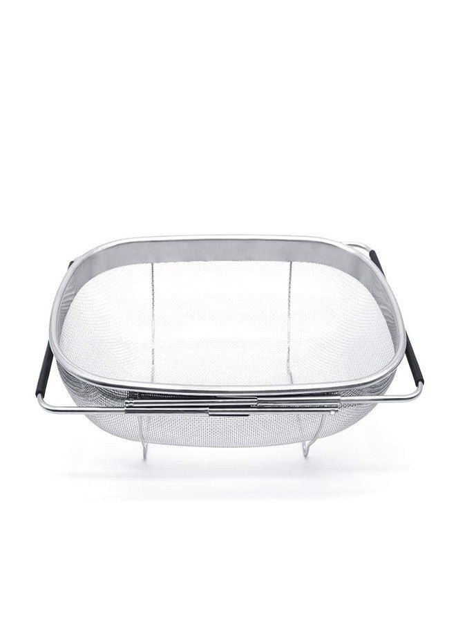ULTRAZON Sink Colander Strainer Basket with Rubber Grip, 6 Quart Stainless Steel Vegtable Fruit Colanders Strainers with Steady Base, Expandable Metal Strainer for Kitchen Sink. - Image 1