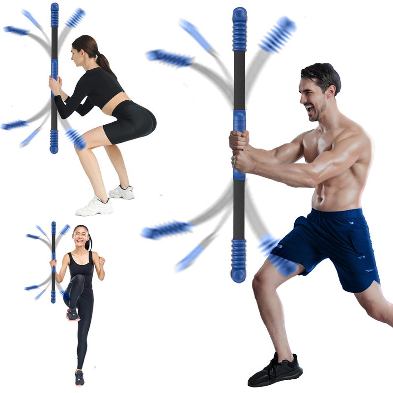 HOTSWEAT Elastic Fitness bar Weight bar Core Strength Training Arm Twister Home Gym Workout Suitable for Men Women Body Shaping and Fat Burning Training Blue - Image 2