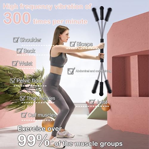 HOTSWEAT Elastic Fitness bar Weight bar Core Strength Training Arm Twister Home Gym Workout Suitable for Men Women Body Shaping and Fat Burning Training Blue - Image 3