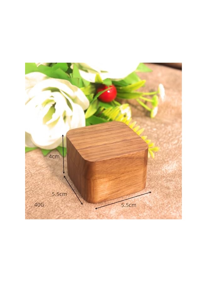 The Bros Jewelry Box Organizer, Proposal Ring Box, Square Walnut Jewelry Box, Single Slot Ring Box for Proposal, Wedding, Gift and Jewelry Storage - Walnut  - Image 2