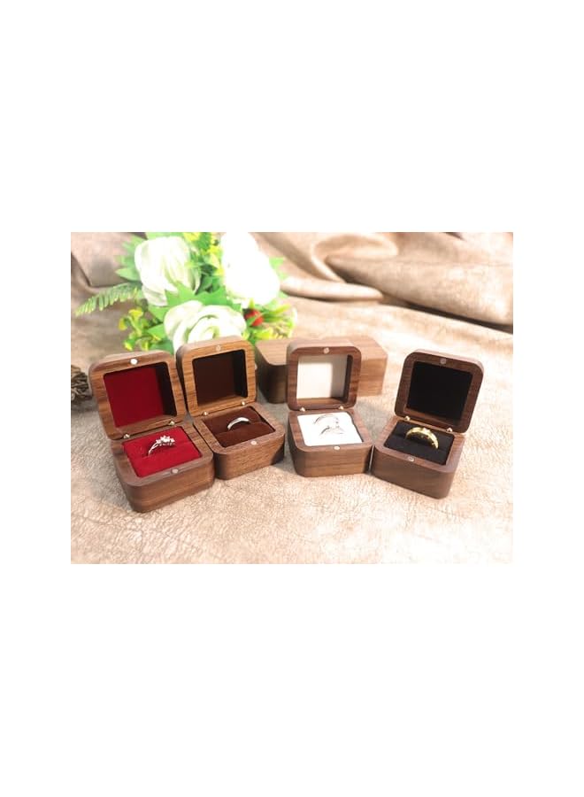 The Bros Jewelry Box Organizer, Proposal Ring Box, Square Walnut Jewelry Box, Single Slot Ring Box for Proposal, Wedding, Gift and Jewelry Storage - Walnut  - Image 5
