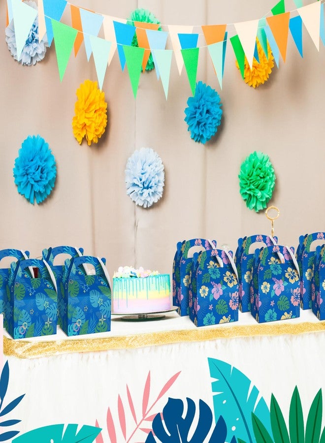 Engrowtic 16 Pcs Hawaiian Party Favor Boxes Blue Cartoon Party Paper Treat Gable Gift Boxes Summer Hawaiian Luau Tropical Candy Treat Bag for Hawaii Tropical Birthday Supplies - Image 5