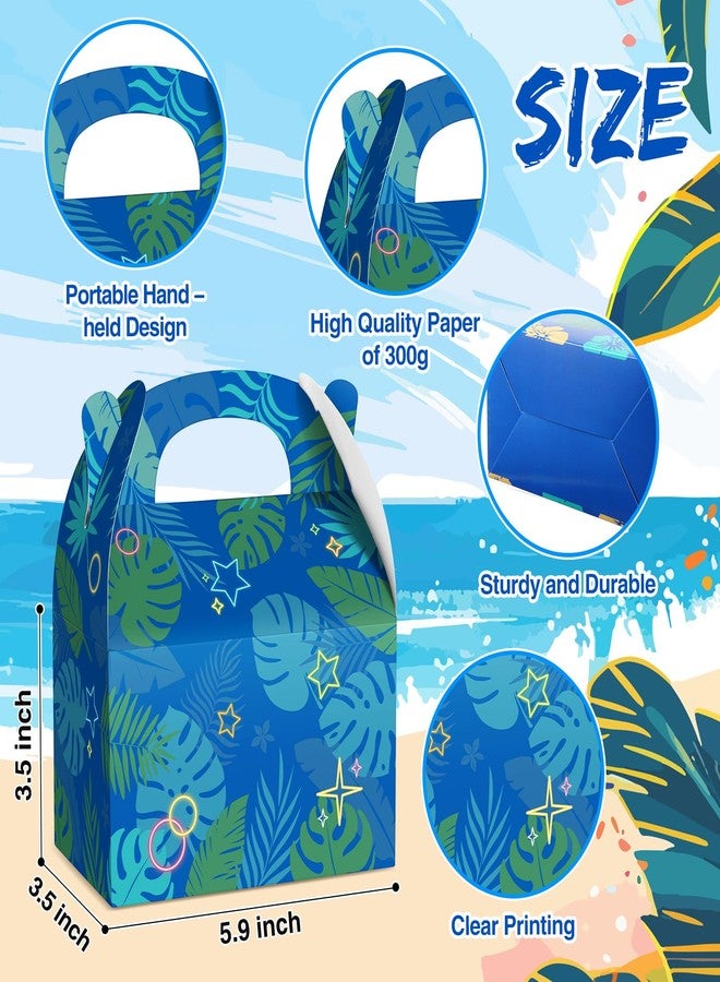 Engrowtic 16 Pcs Hawaiian Party Favor Boxes Blue Cartoon Party Paper Treat Gable Gift Boxes Summer Hawaiian Luau Tropical Candy Treat Bag for Hawaii Tropical Birthday Supplies - Image 2