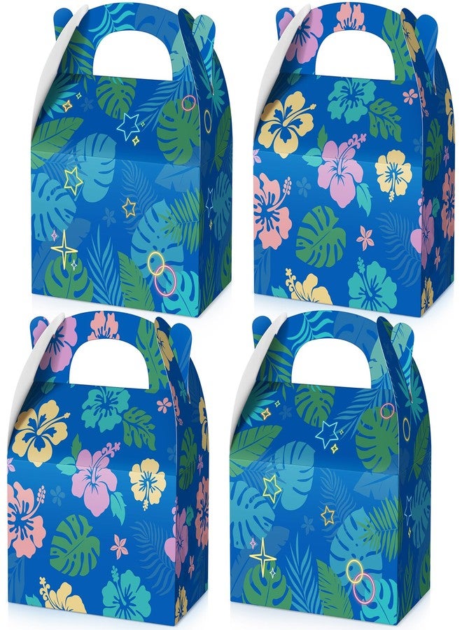 Engrowtic 16 Pcs Hawaiian Party Favor Boxes Blue Cartoon Party Paper Treat Gable Gift Boxes Summer Hawaiian Luau Tropical Candy Treat Bag for Hawaii Tropical Birthday Supplies - Image 1