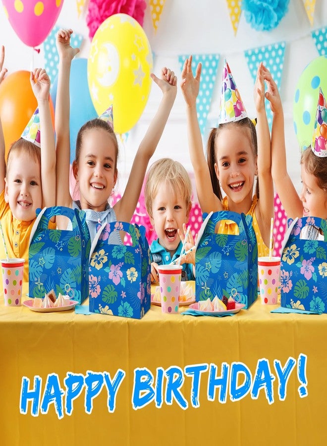 Engrowtic 16 Pcs Hawaiian Party Favor Boxes Blue Cartoon Party Paper Treat Gable Gift Boxes Summer Hawaiian Luau Tropical Candy Treat Bag for Hawaii Tropical Birthday Supplies - Image 4