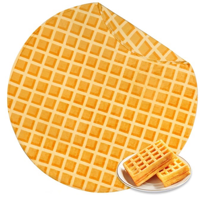 71 INCHES WAFFLE FUNNY BLANKET 300 GSM DOUBLE SIDED GIANT NOVELTY REALISTIC FOOD BLANKET WITH POUCH FOR ADULTS AND KIDS SUPER SOFT FLANNEL THROW