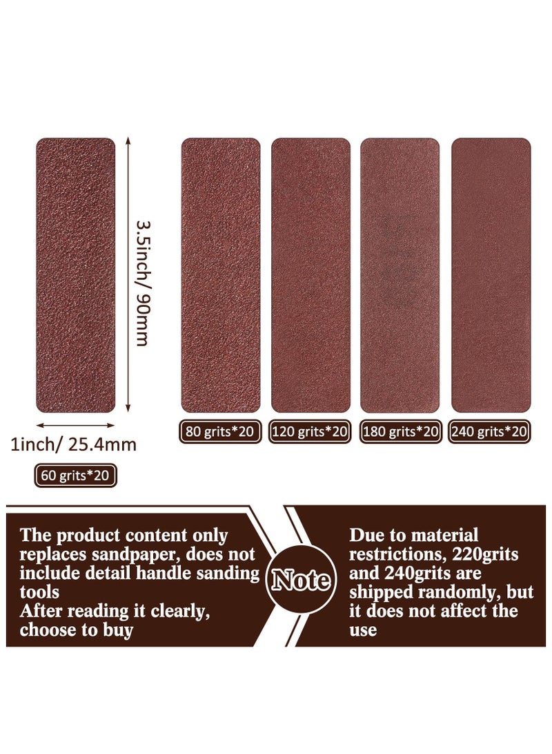 100 Pieces Detail Sander Refills, Micro Finishing Sander Paper, Micro Zip Finger Sander for Crafts, Assorted Grit of 60/80/ 120/180/ 240, 3.5 x 1 Inch for Wood Furniture Metal Automotive - Image 2
