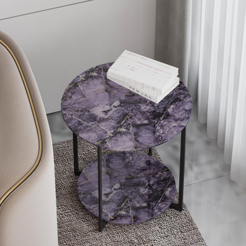 VaryFloral Purple Gold Black Marble Contact Paper Peel and Stick Countertops for Kitchen Violet Glossy Marble Granite Wallpaper Vinyl Wrap for Table Desk Self Adhesive Counter Top Cover 11.8"x118" - Image 2