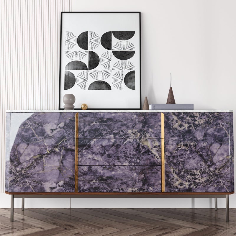 VaryFloral Purple Gold Black Marble Contact Paper Peel and Stick Countertops for Kitchen Violet Glossy Marble Granite Wallpaper Vinyl Wrap for Table Desk Self Adhesive Counter Top Cover 11.8"x118" - Image 5