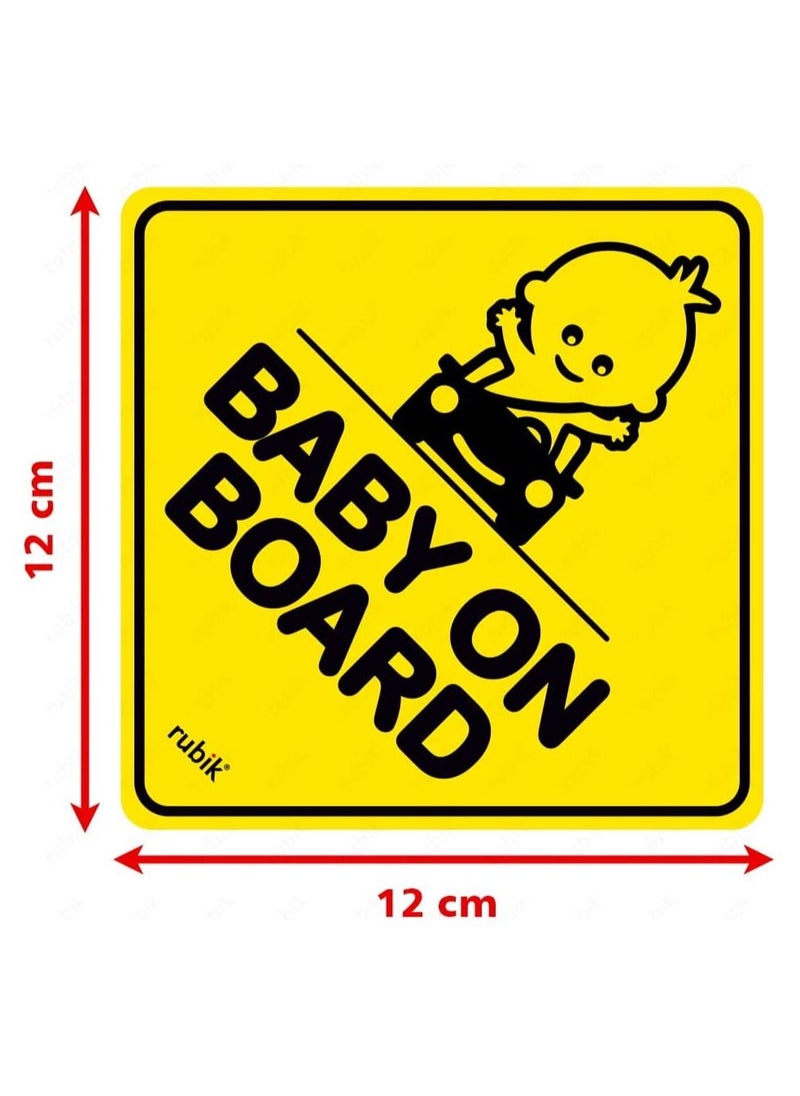 Rubik Baby on Board Car Sign Self Adhesive Sticker, 2pcs Reflective Kids Safety Warning Cute Design for Car Bumper Rear Window Universal Fit 12x12cm  - Image 4