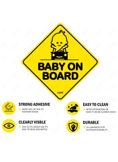 Baby on Board Car Sign Self Adhesive Sticker, 2pcs Reflective Kids Safety Warning Cute Design for Car Bumper Rear Window Universal Fit 12x12cm - pzsku/ZDAFD2BDC61D083D08426Z/45/_/1674319702/987e5458-3e1f-4d3b-9b3d-74e627868768