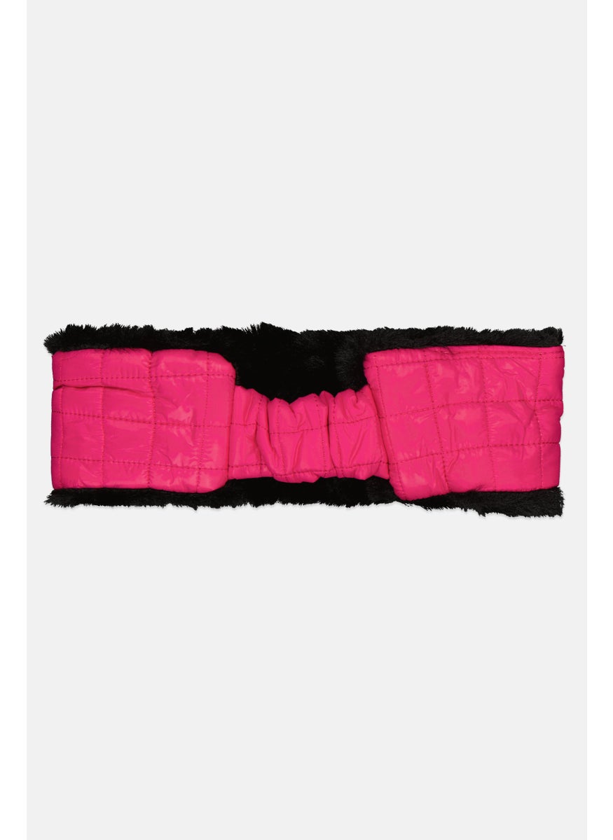 Body Glove Women Shiny Quilted Faux Fur Headband, Pink  - Image 2