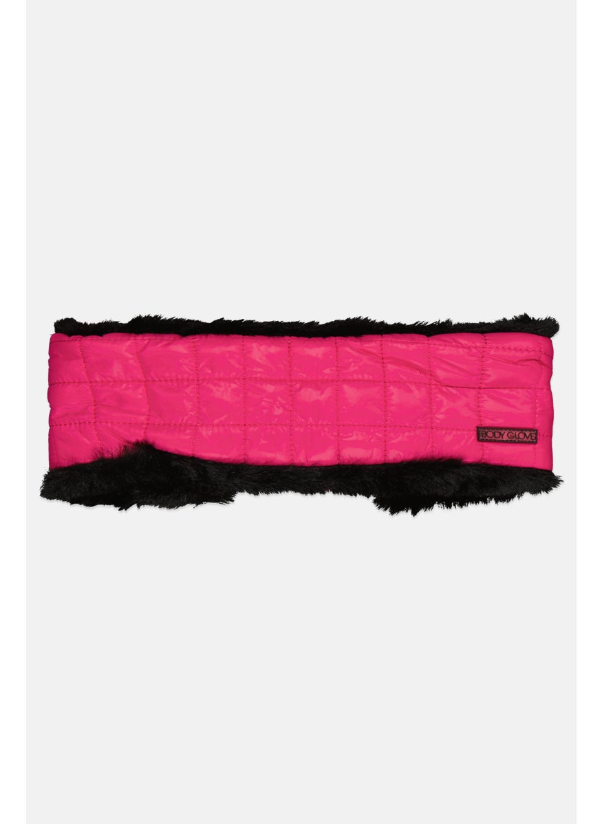 Body Glove Women Shiny Quilted Faux Fur Headband, Pink  - Image 1