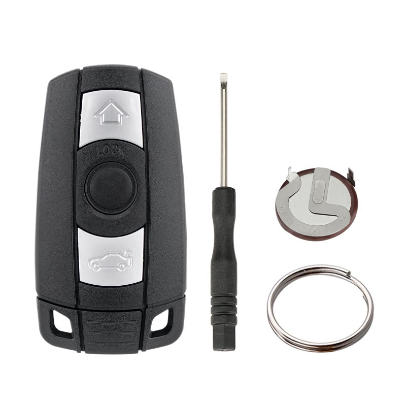 Vailikey غلاف مفتاح التحكم عن بُعد 3 أزرار من فاليكي متوافق مع بي إم دبليو E53 E60 E61 E63 E64 E70 E71 E72 E81 E82 E84 E87 E88 E89 E90 E91 E92 E93 (مع بطاريات) - Image 1