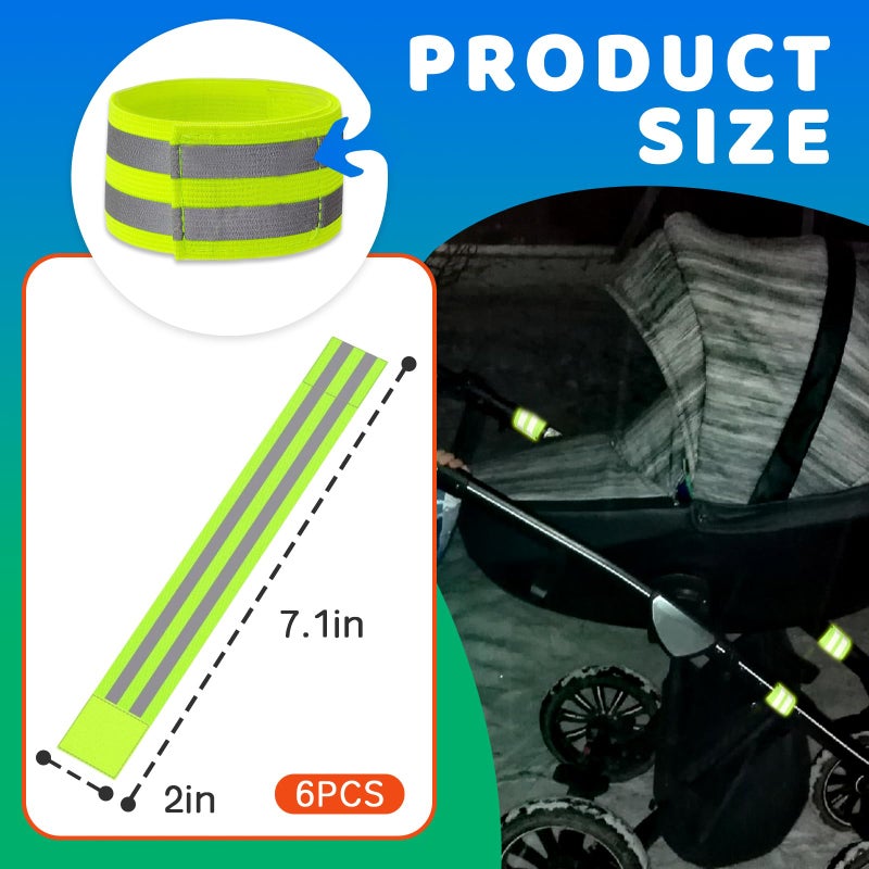 HAVANSIDY 6-Pack of Reflective Bands for Strollers, High Visibility Elastic Reflectors with Velcro Fastening for Walking at Night, Durable Baby Stroller Lights and Reflective Gear for Kids - Image 4
