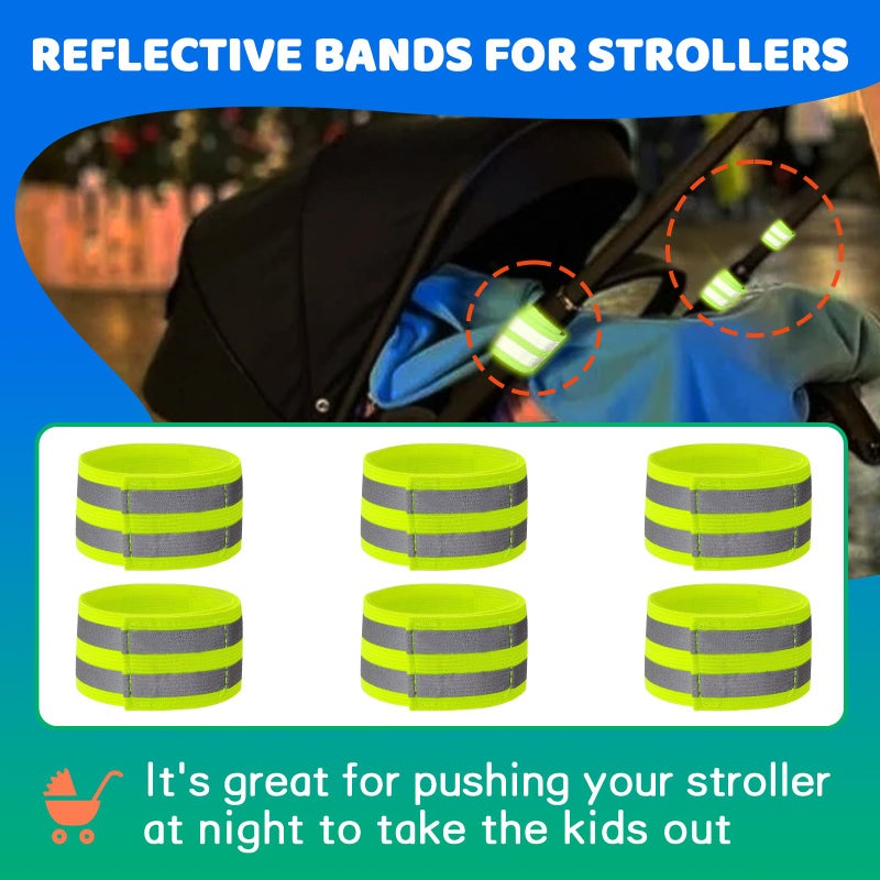 HAVANSIDY 6-Pack of Reflective Bands for Strollers, High Visibility Elastic Reflectors with Velcro Fastening for Walking at Night, Durable Baby Stroller Lights and Reflective Gear for Kids - Image 3