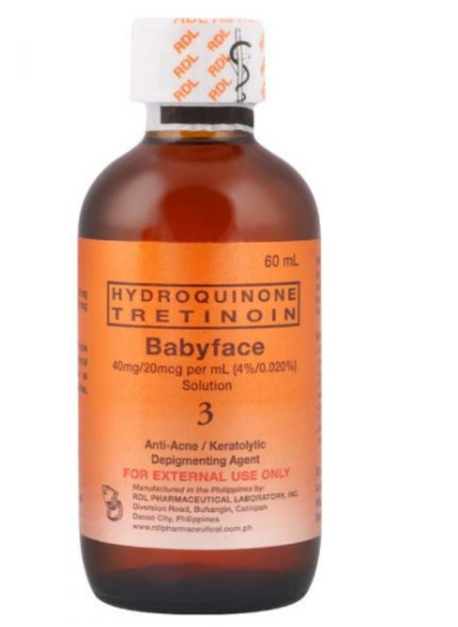 RDL Papaya Milk Soap Hydroquinone Tretinoin Babyface Solution RX3 Anti-Acne Depigmenting Agent 60 ML  - Image 2
