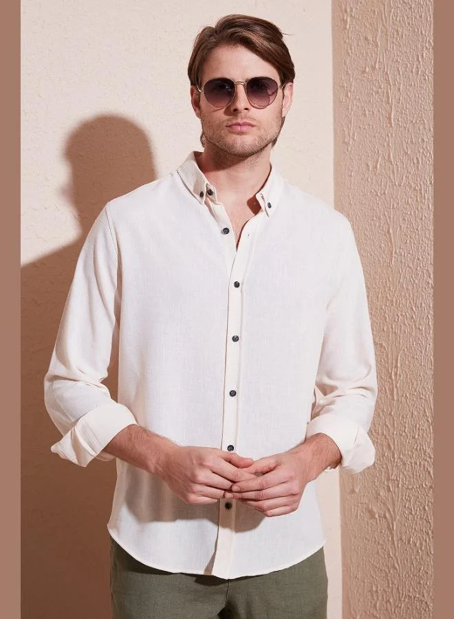 بوراتي قميص رجالي بأزرار وياقة كلاسيكية بأكمام طويلة من بوراتي