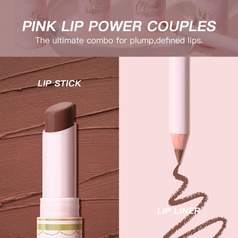 USHAS 2 in 1 Waterproof Lipstick and Lip Liner Combo Set - Long Lasting Matte Lipstick Pen with Lip Liner Set Makeup Kits (S16, Pack of 1) - Image 3