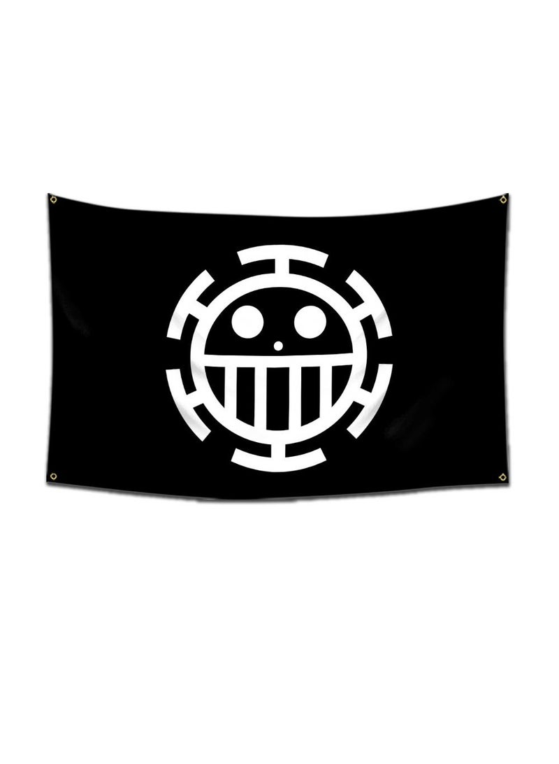General 1-Pieces Polyester Flag ONE PIECE Cartoon Flag Design Cosplay Pirate Flag Straw Hat Luffy Print Room Decor with Corners Buckle 60*90cm Black-A10  - Image 1