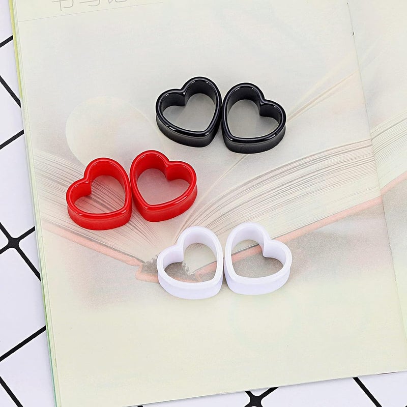 Qmcandy 6pcs/18pcs Heart Shape Acrylic Ear Tunnels Plugs Set Mix Color Stretcher Expander Piercing Tunnels Gauge 6G-7/8 inch - Image 3