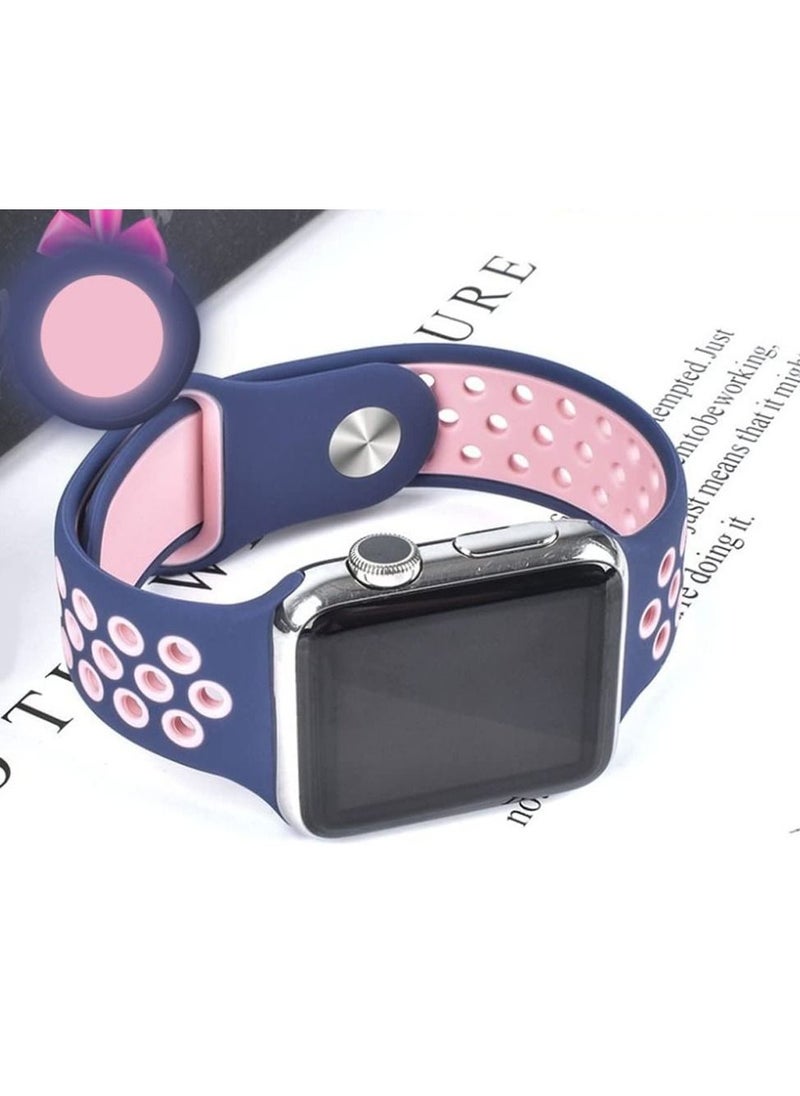 VITION - Sport Band for Apple Watch 42mm/44mm/45mm Breathable Soft Silicone Replacement Wristband for iWatch Series 7/6/5/4/3/2/1/SE Nike+/Sports Edition Blue/Pink) - Image 1
