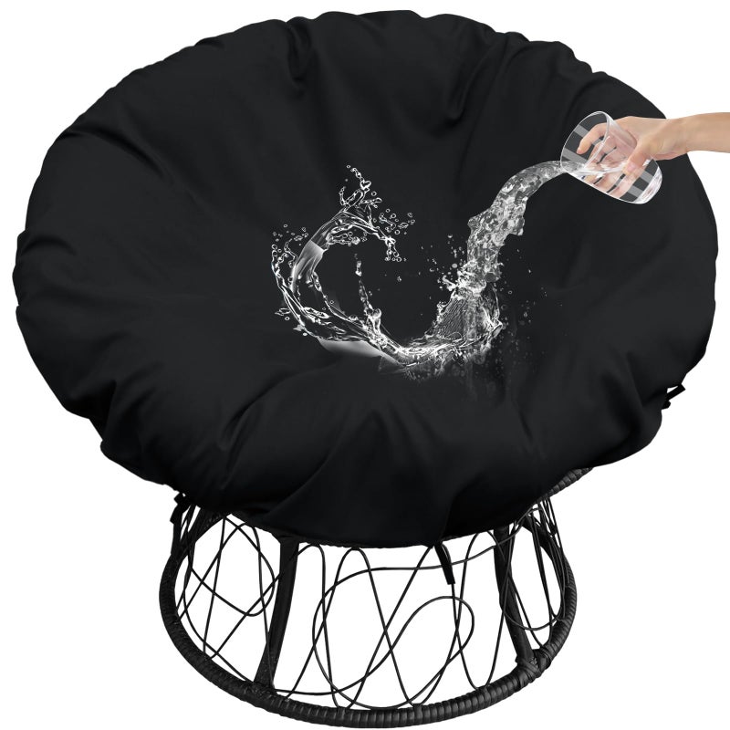 Rkufoze Papasan Chair Cover 55Inch Waterproof Papasan Covers with Zipper and Straps Washable Black 55in140cm - Image 2