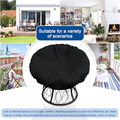Rkufoze Papasan Chair Cover 55Inch Waterproof Papasan Covers with Zipper and Straps Washable Black 55in140cm - Image 3