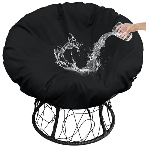 Rkufoze Papasan Chair Cover 55Inch Waterproof Papasan Covers with Zipper and Straps Washable Black 55in140cm - Image 1