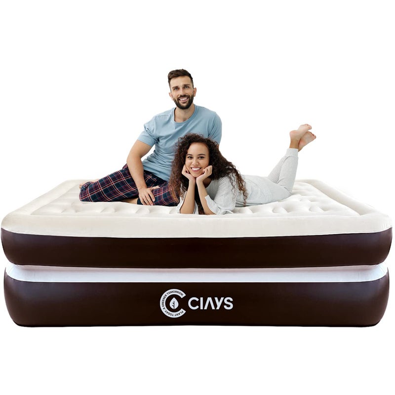 Ciays Ciays Air Mattress with Builtin Pump 16 Elevated Blow Up Mattress with Carrying Bag for Home and Camping Inflatable Air BedTwin Brown 