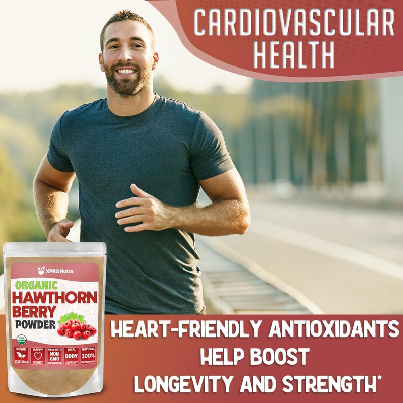 XPRS Nutra مسحوق توت الزعرور العضوي من XPRS نوترا  مسحوق توت الزعرور العضوي المعتمد من وزارة الزراعة الأمريكية لدعم صحة القلب  مكمل صحي نباتي  4 أونصات - Image 4