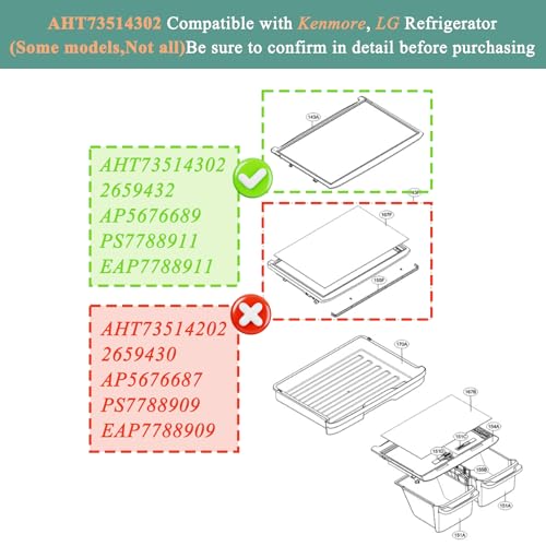 Garsoo UPGRADED AHT73514302 Refrigerator Glass Shelf Assembly Compatible with Kenmore Glass Rack 79568032210, 79579439218, 79579432216, LG Refrigerator Shelf LTCS24223S/07, LRTLS2403S/00, LTWS24223S/01 - Image 3