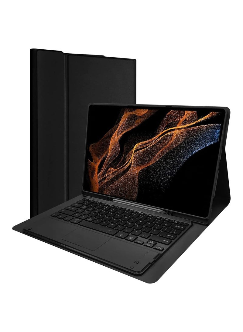 ELTRAZONE حافظة لوحة المفاتيح لجهاز سامسونج جالاكسي تاب S8 ألترا 2022 بحجم 14.6 بوصة SM-X900/X906، غطاء رفيع من جلد PU مع حامل قلم S و لوحة مفاتيح لمسية لاسلكية قابلة للفصل - Image 1