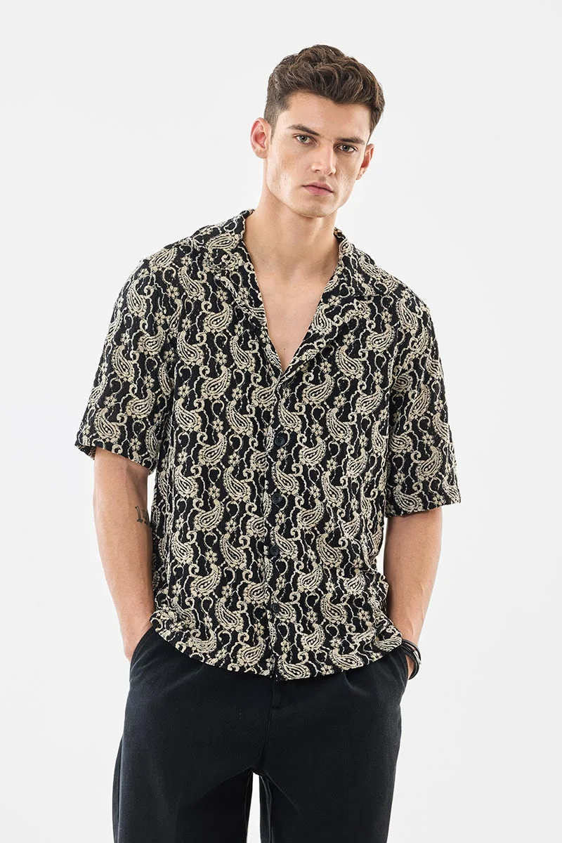 سنيتش قميص واسع كروشيه بنقش بيزلي