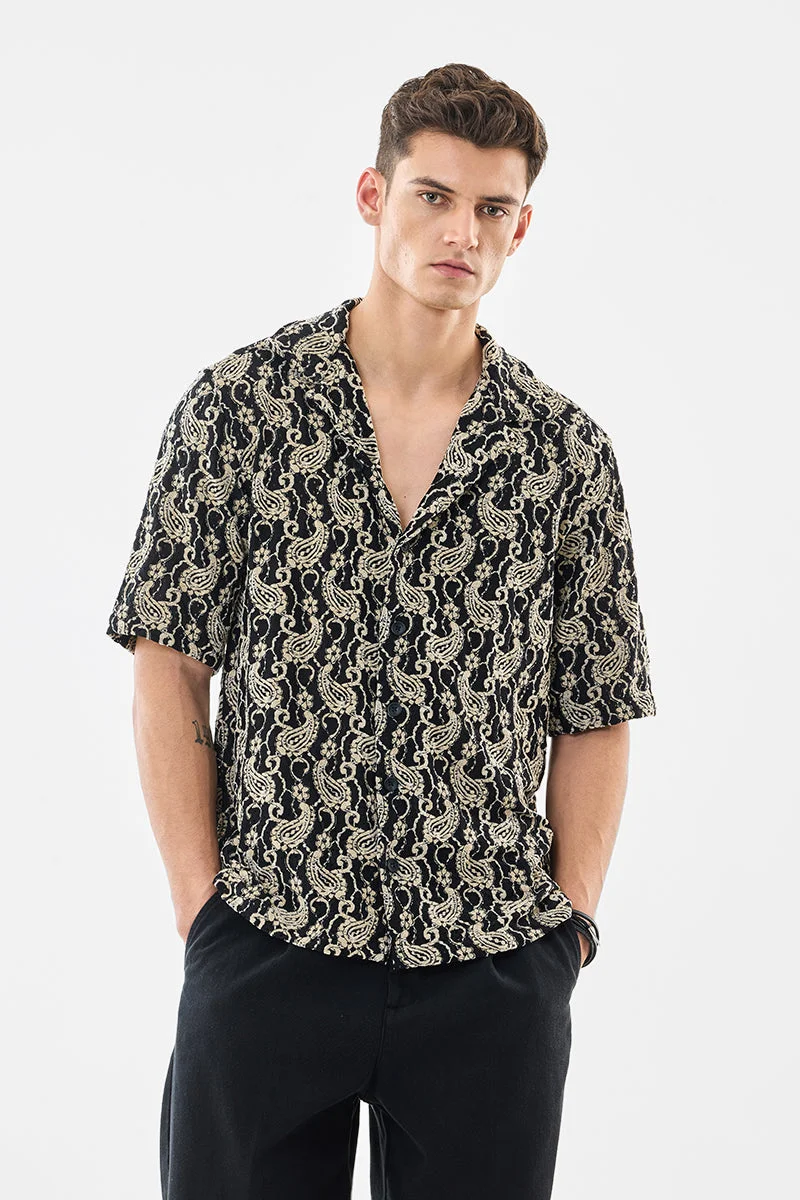 سنيتش قميص واسع كروشيه بنقش بيزلي