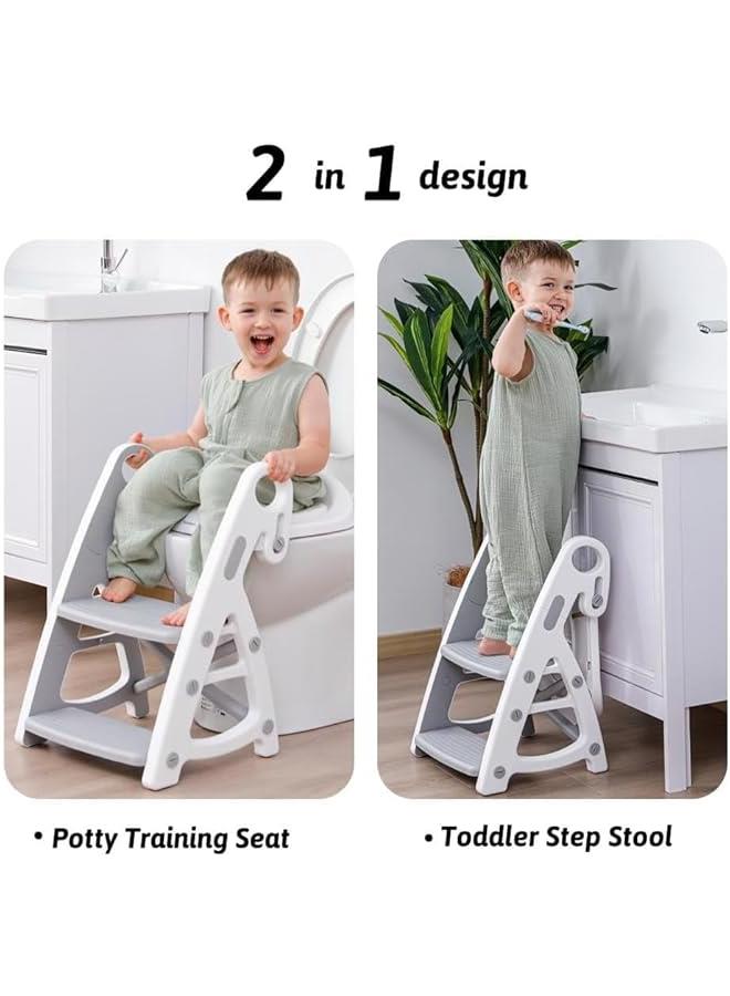 جونيس Toddler Potty Training Seat with Step Stool Ladder, Height Adjustable Toddler Toilet Training Seat Chair with Soft Cushion,Non-Slip Splash Guard Foldable Potty Seat for Boys Girls with Handles - Image 5