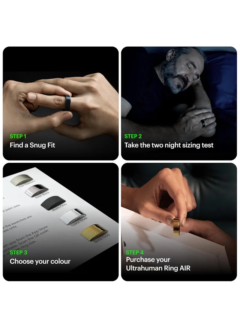 ULTRAHUMAN Ultrahuman Ring AIR - Advanced sleep-tracking wearable, HRV, Heart rate & temperature monitoring, Track workout, movement & recovery, Water resistant up to 100 m, 6 days battery life