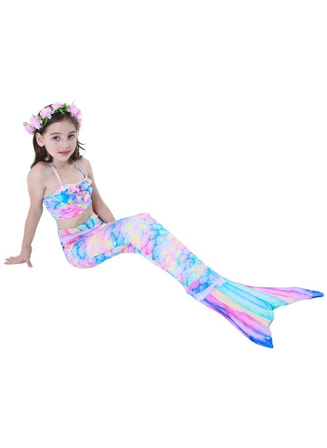 yongsheng 3-Piece Mermaid Bathing Swimsuit Set，Swimsuit Bathing Suits Bikini Fish Tail Set 120  - Image 4