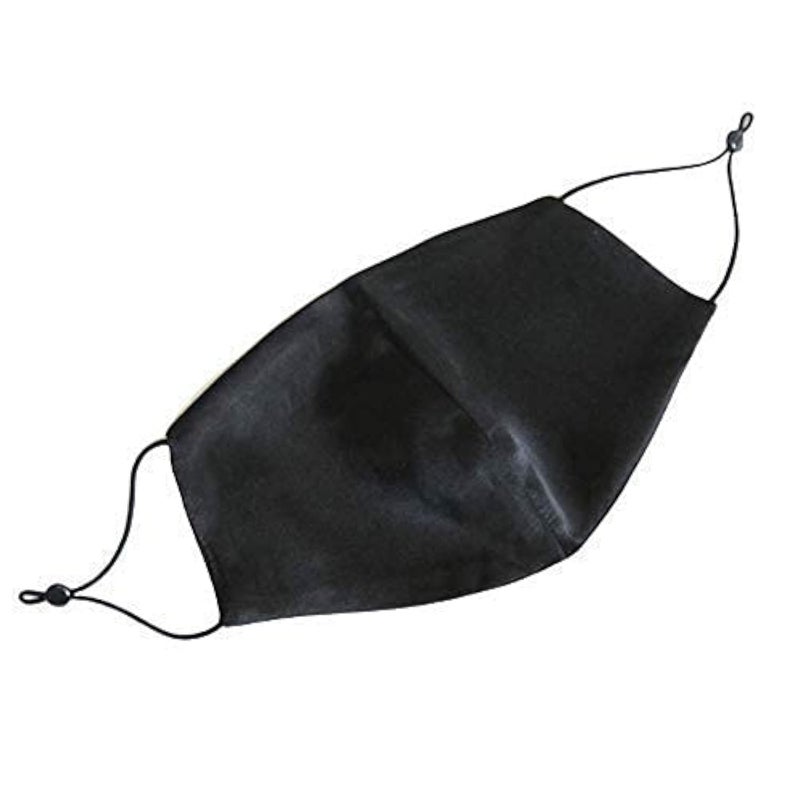 ROSEWARD 100 Mulberry Silk Black Face Mask Reusable Washable Adjustable with Filter Pocket
