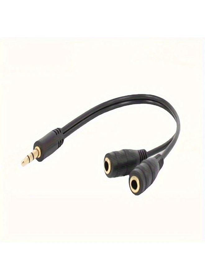Black 3 5mm Dual Audio Splitter Cable Male to Female Headphone Sharing Adapter - Image 5