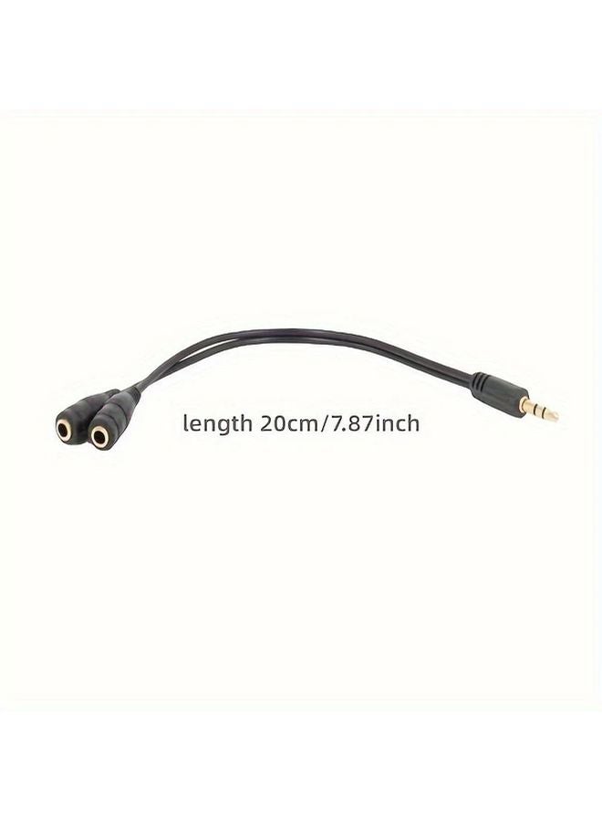 Black 3 5mm Dual Audio Splitter Cable Male to Female Headphone Sharing Adapter - Image 3