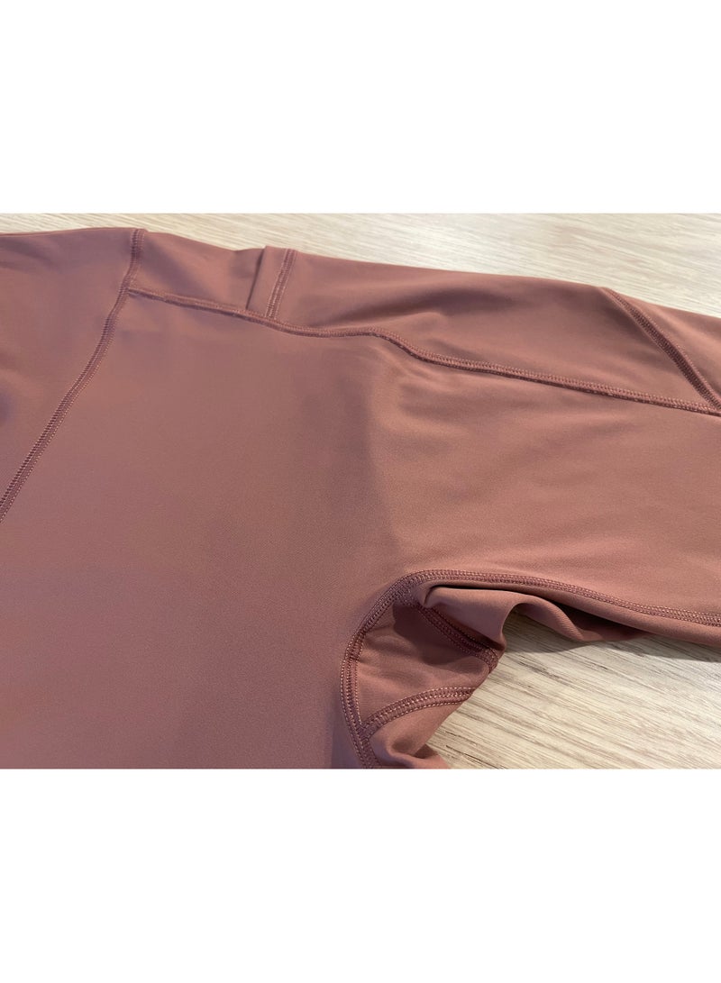 SOLOBUY Fitness Leggings High Waist Pockets Breathable, Color Terracotta, 1 Piece - Image 4
