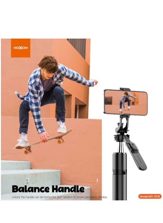 MOXOM - Balance Handle Selfie Stick Tripod – 3-in-1 Stabilized Extendable Selfie Stick with Tripod Stand for Smartphones, Vlogging & Live Streaming - Image 1