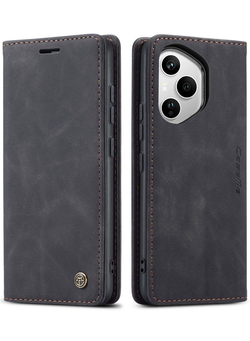 CaseMe Phone Case Luxury PU Leather Design 013 Flip Cover Card Slot Holder Cover For Honor 400 Pro (Black ) - Image 1