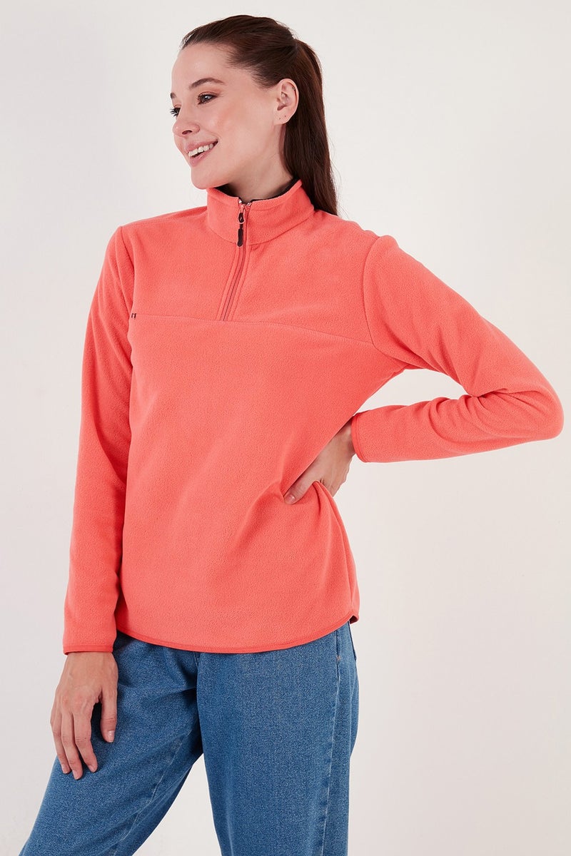 Lela Slim Fit Soft Textured Anti-Pilling Non-Pilling Half Zipper Polar Women's POLAR 5907000 - Image 3