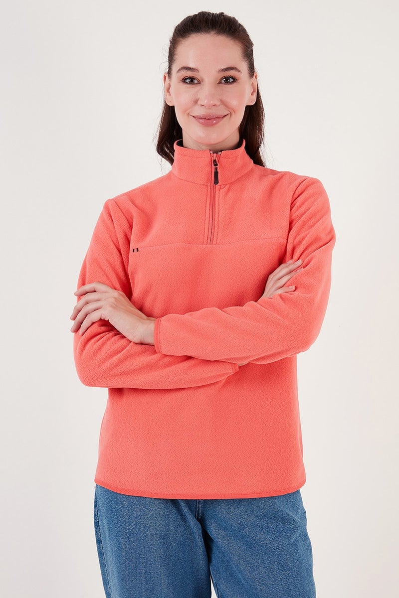 Lela Slim Fit Soft Textured Anti-Pilling Non-Pilling Half Zipper Polar Women's POLAR 5907000 - Image 2