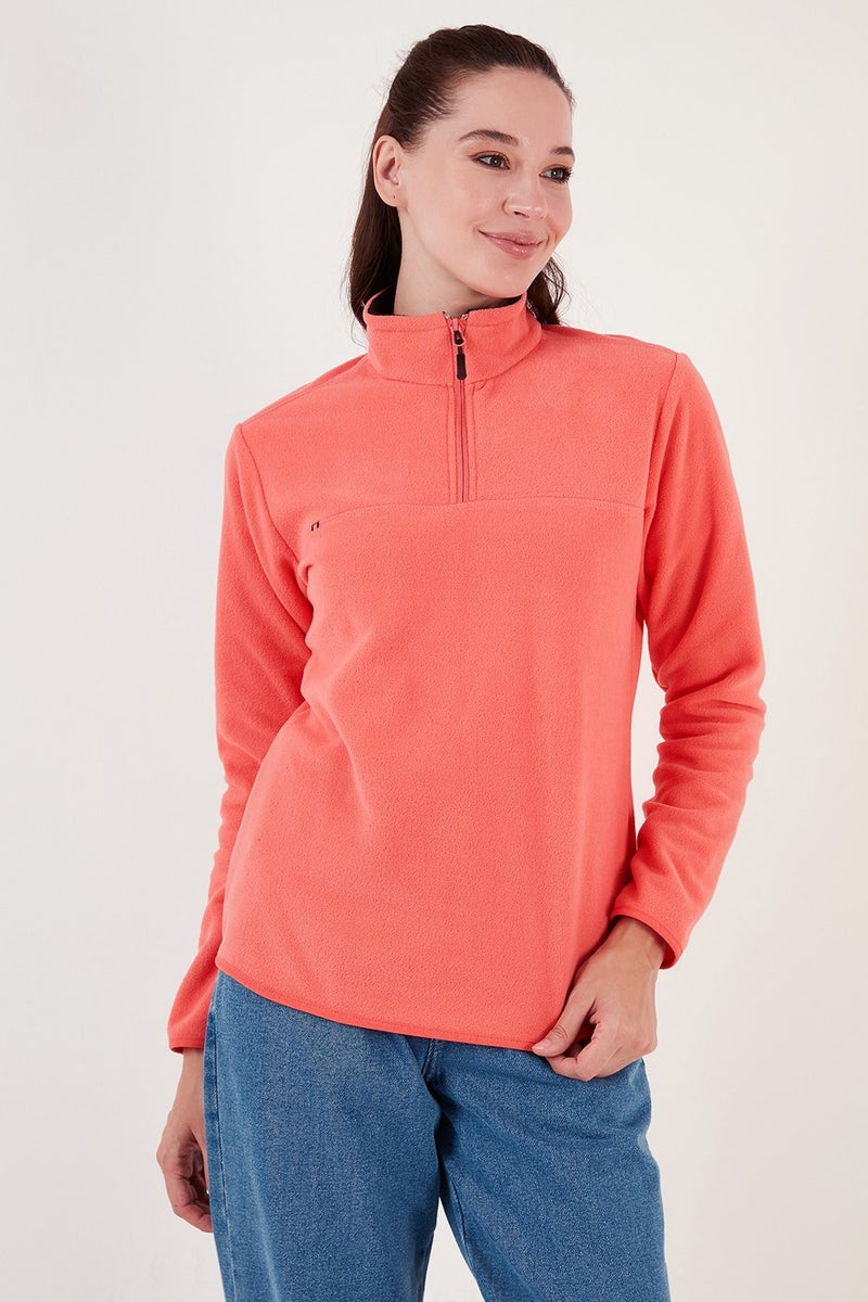 Lela Slim Fit Soft Textured Anti-Pilling Non-Pilling Half Zipper Polar Women's POLAR 5907000 - Image 1