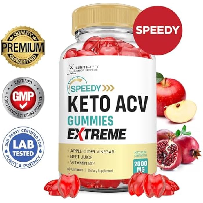 Justified Laboratories (2 Pack Speedy Keto ACV Gummies Extreme 2000MG Speedy Keto Gummies Advanced Formula Apple Cider Vinegar with Pomegranate Beet Juice Powder B12 Vegan Non GMO 60 Gummys - Image 3